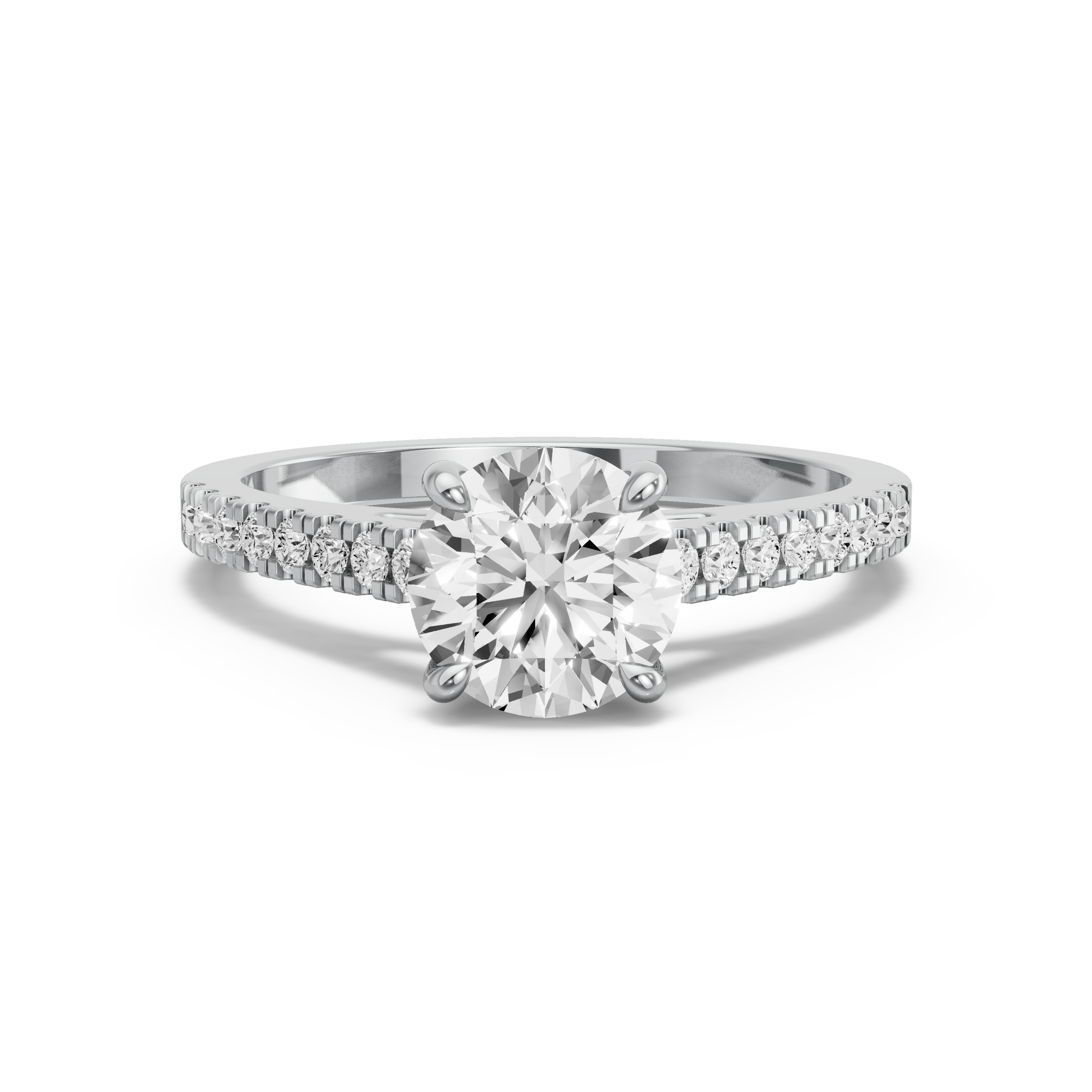 Image for Round Hidden Halo Ring with Cathedral Pave band