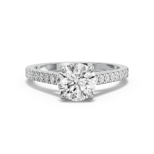 Image for Round Hidden Halo Ring with Cathedral Pave band