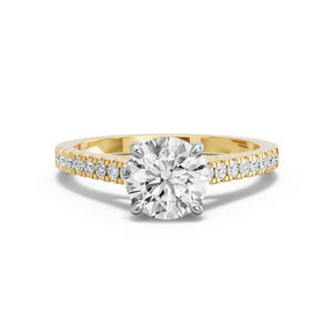 Image for Round Hidden Halo Ring with Cathedral Pave band