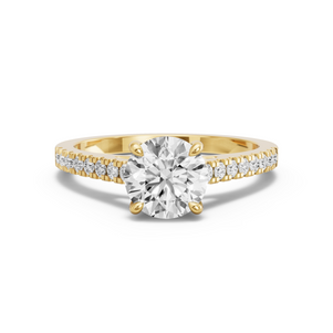 Image for Round Hidden Halo Ring with Cathedral Pave band