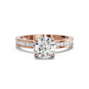 Image for Round Hidden Halo Ring with Channel band