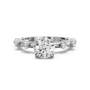Image for Round Hidden Halo Ring with Floating Station band