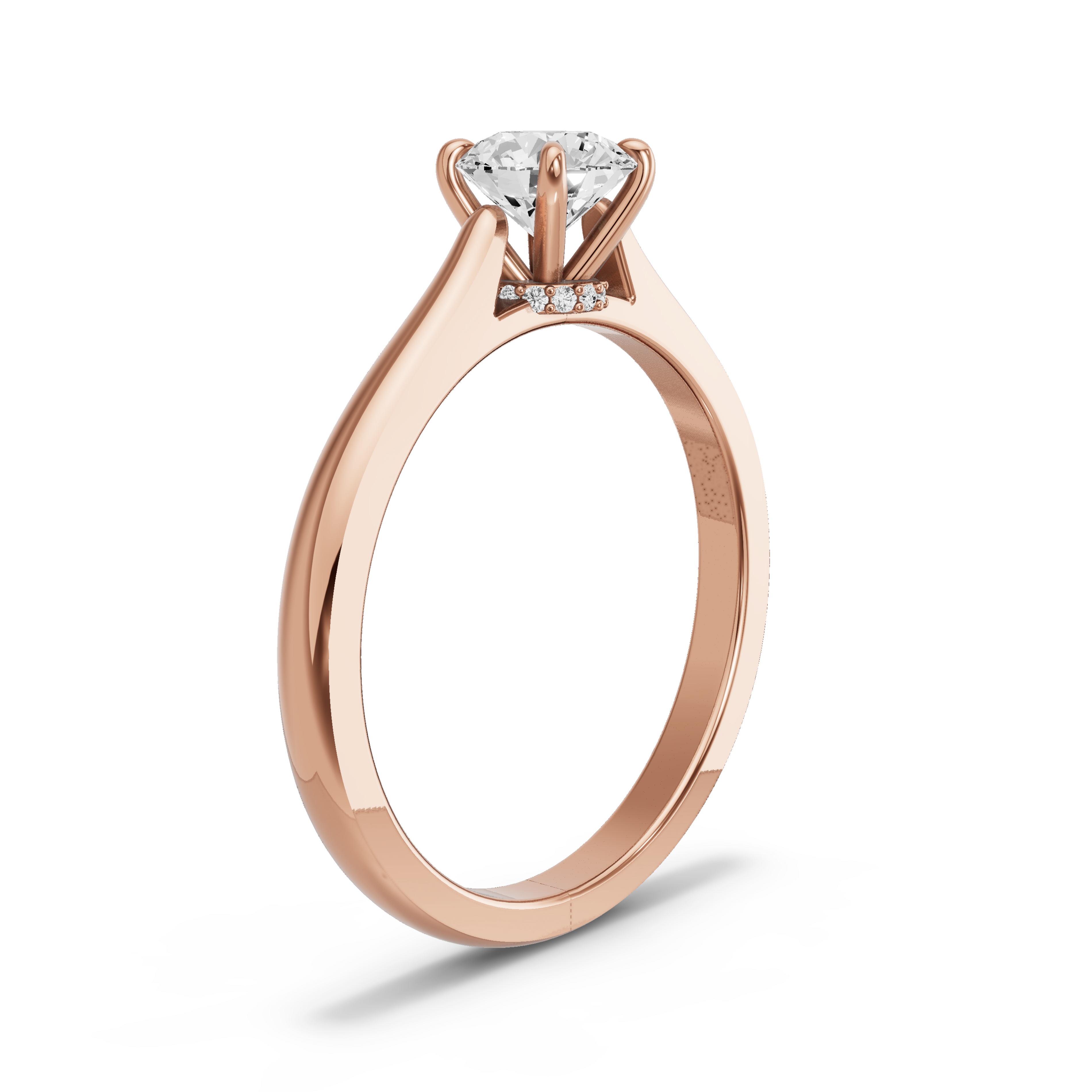 Image for Round Hidden Halo Ring with Knife Edge Cathedral band