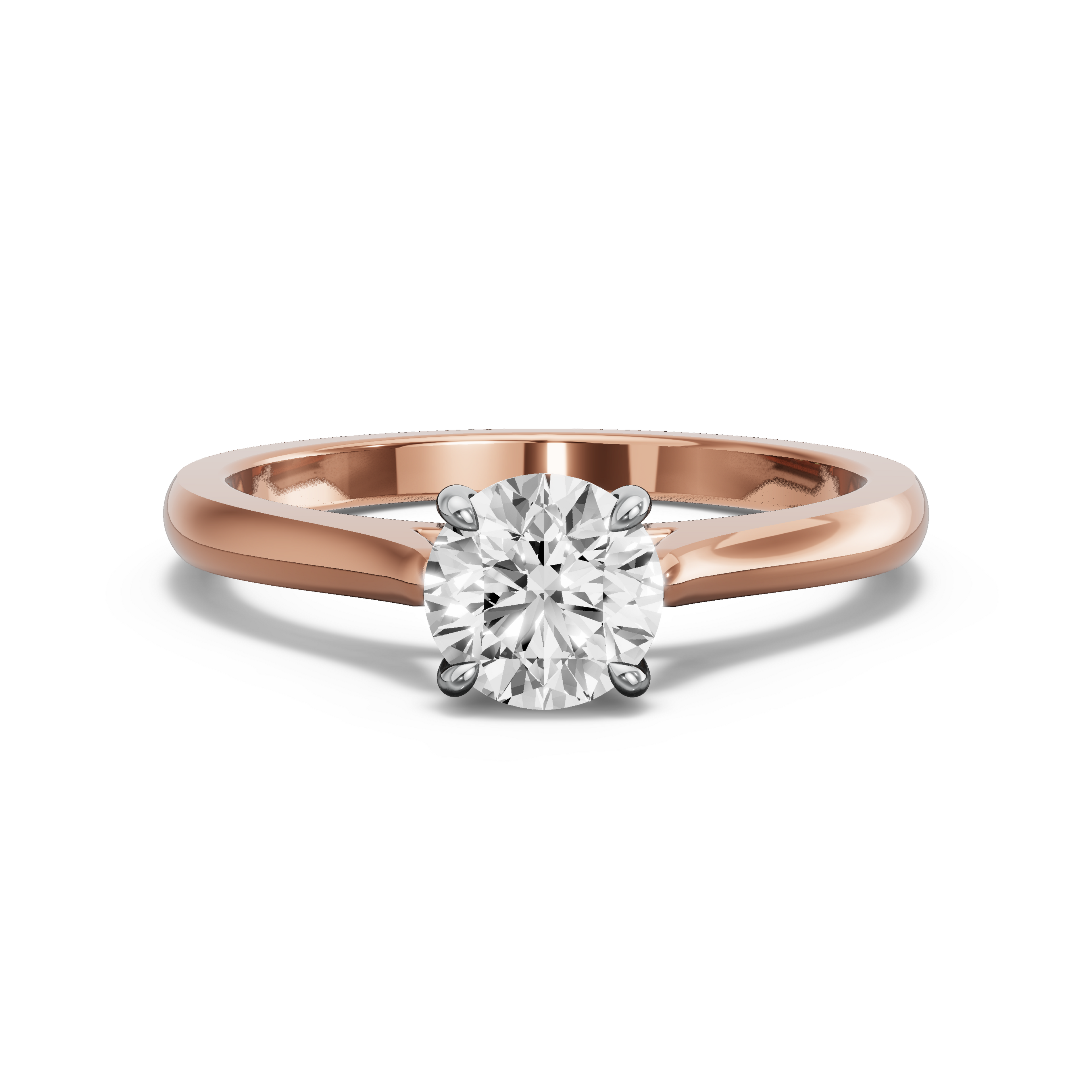 Image for Round Hidden Halo Ring with Knife Edge Cathedral band in 10K Two Tone Rose Gold