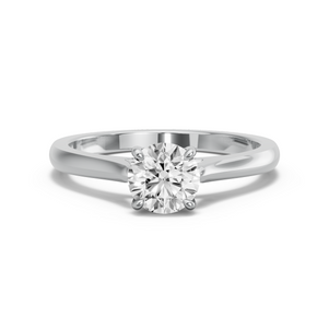 Image for Round Hidden Halo Ring with Knife Edge Cathedral band
