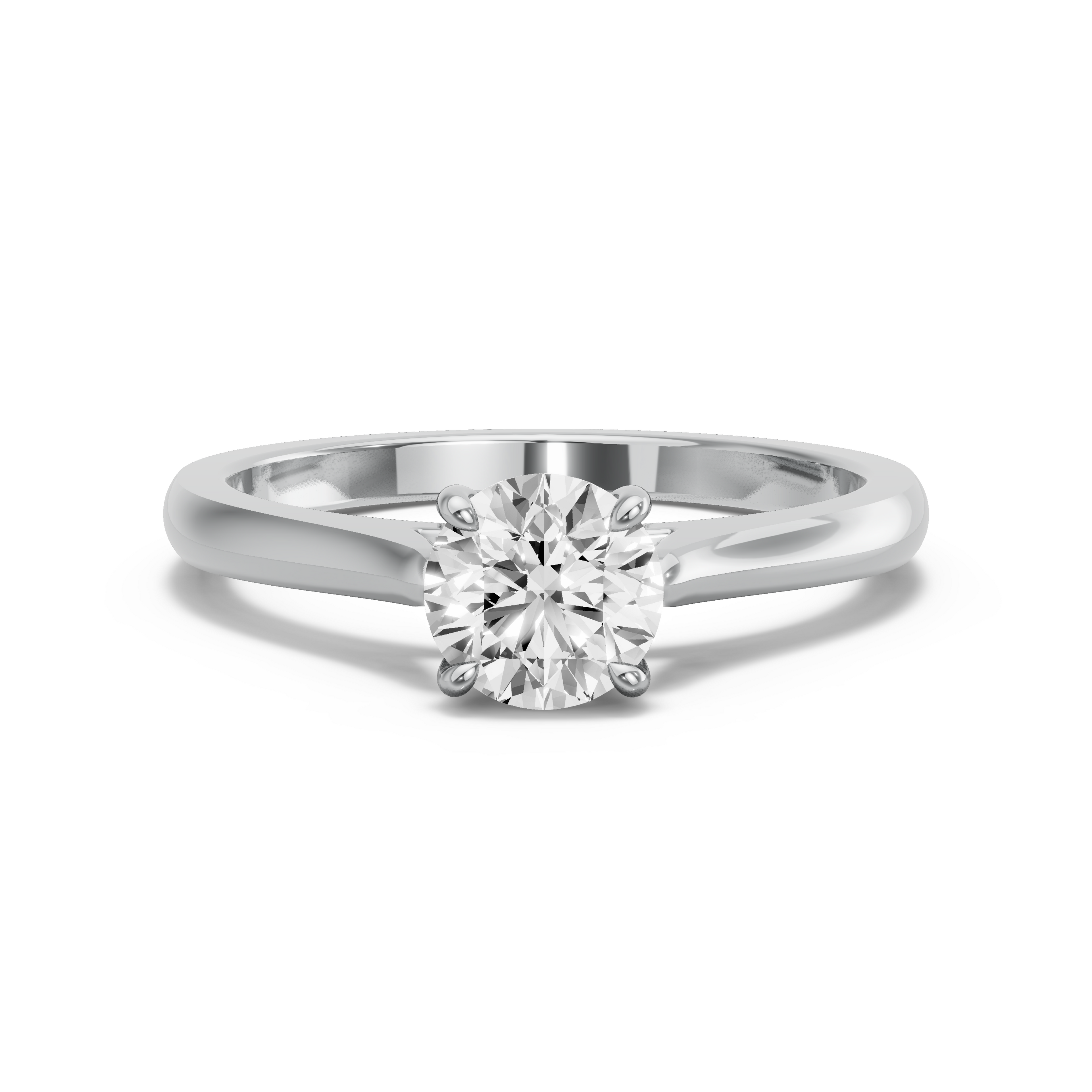 Image for Round Hidden Halo Ring with Knife Edge Cathedral band