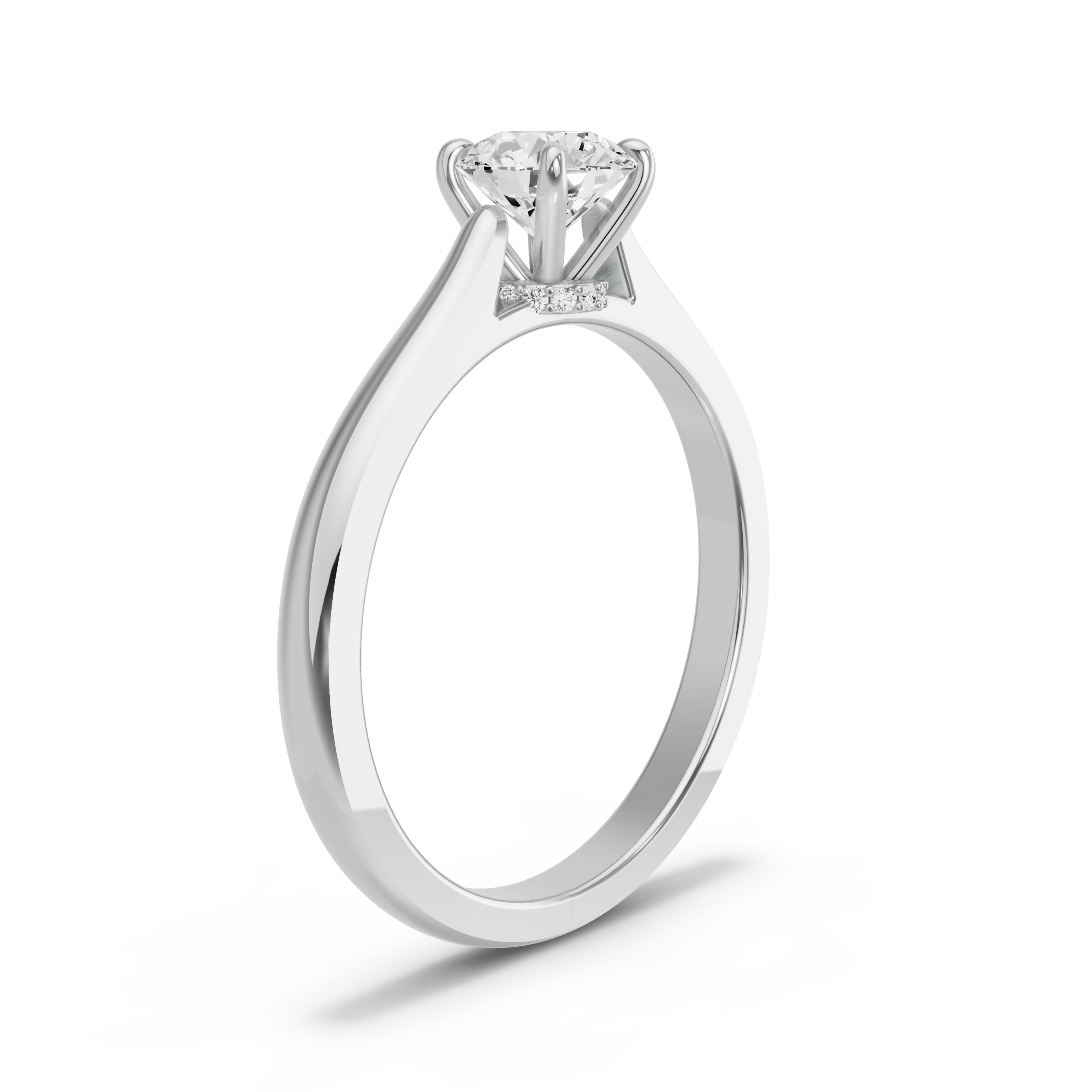 Image for Round Hidden Halo Ring with Knife Edge Cathedral band