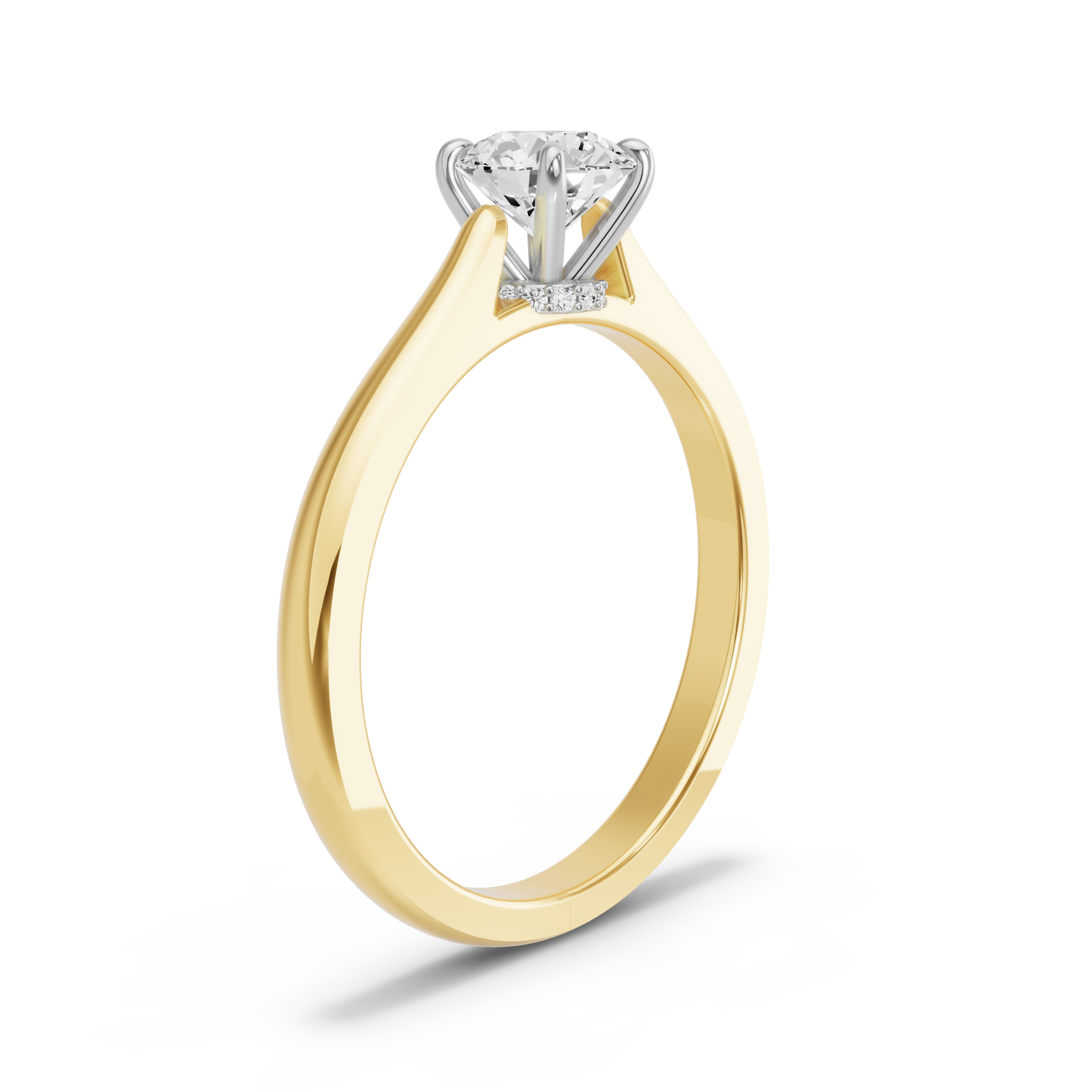 Image for Round Hidden Halo Ring with Knife Edge Cathedral band