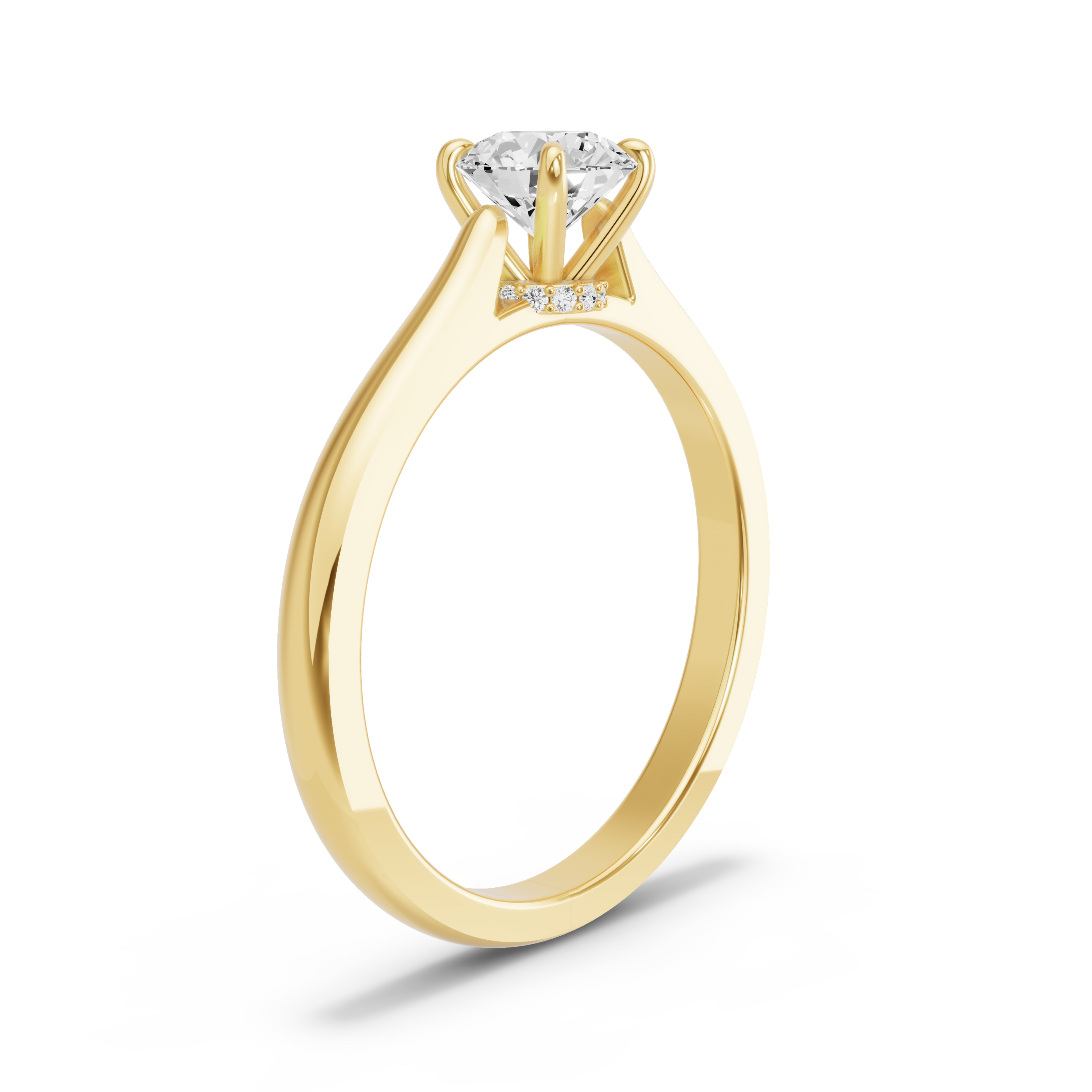 Image for Round Hidden Halo Ring with Knife Edge Cathedral band