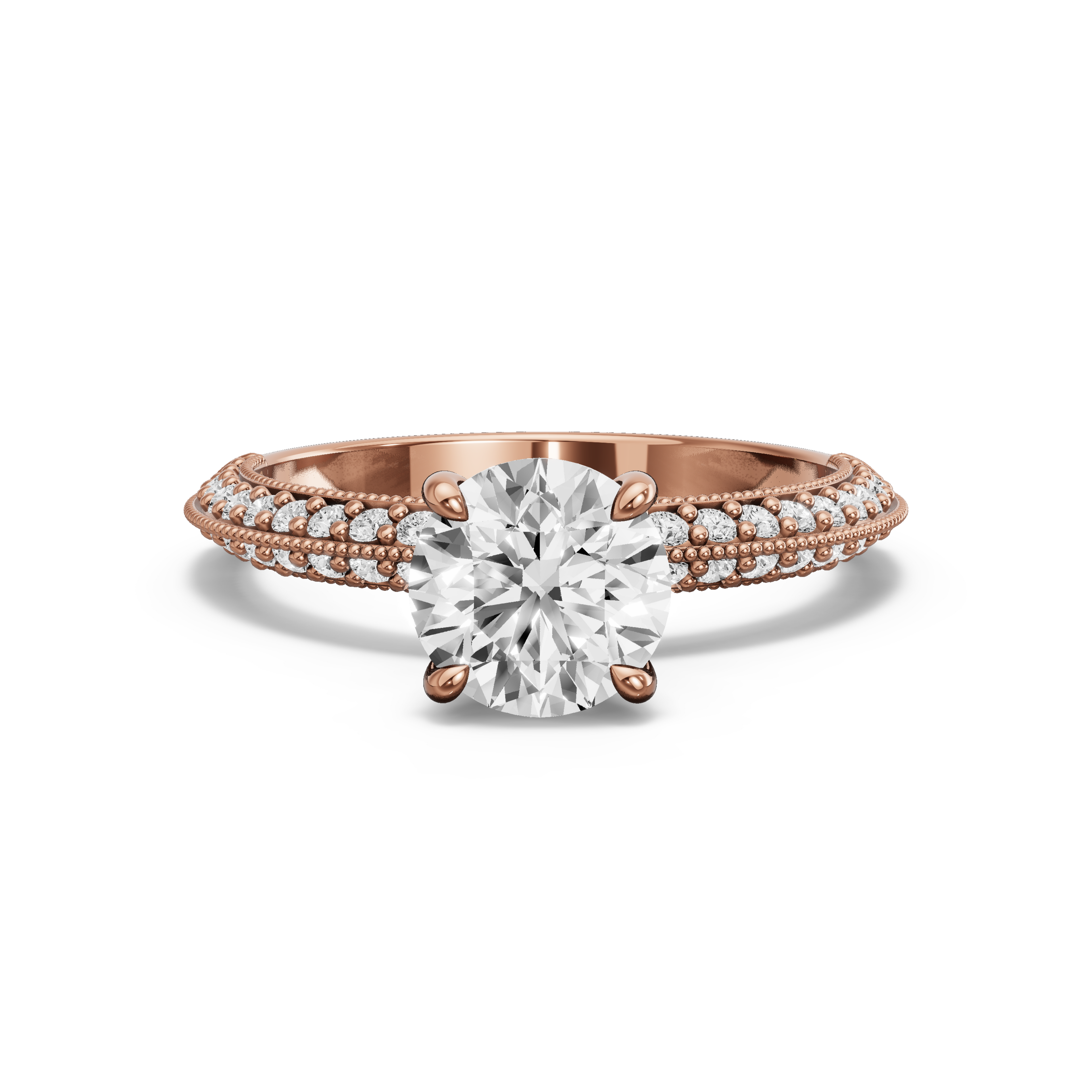 Image for Round Hidden Halo Ring with Knife Edge Pave band