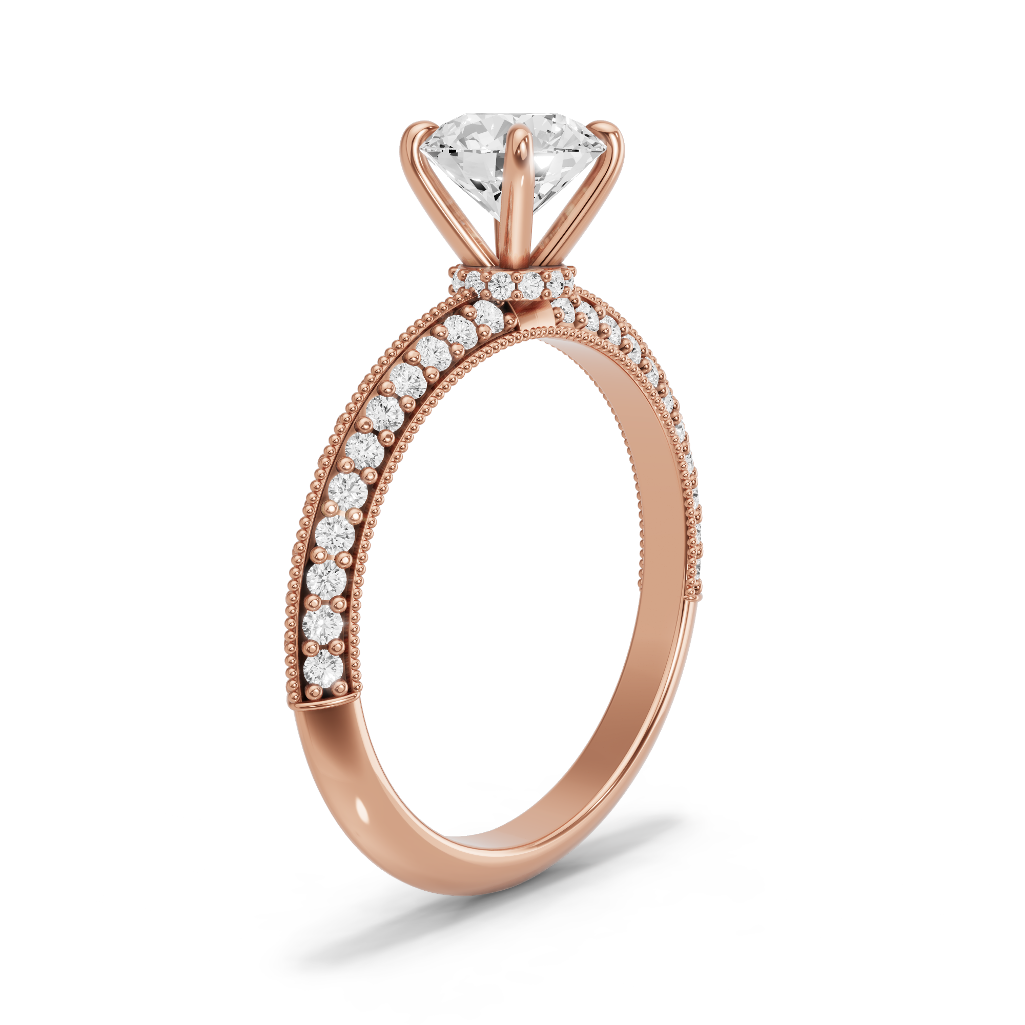 Image for Round Hidden Halo Ring with Knife Edge Pave band