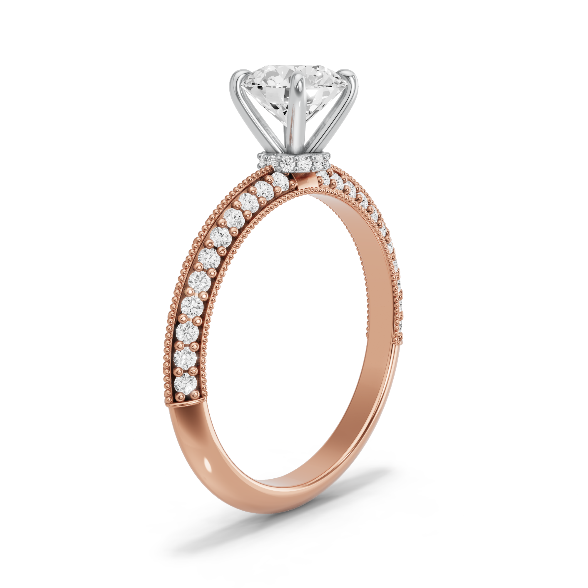 Image for Round Hidden Halo Ring with Knife Edge Pave band