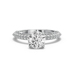 Image for Round Hidden Halo Ring with Knife Edge Pave band