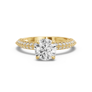 Image for Round Hidden Halo Ring with Knife Edge Pave band