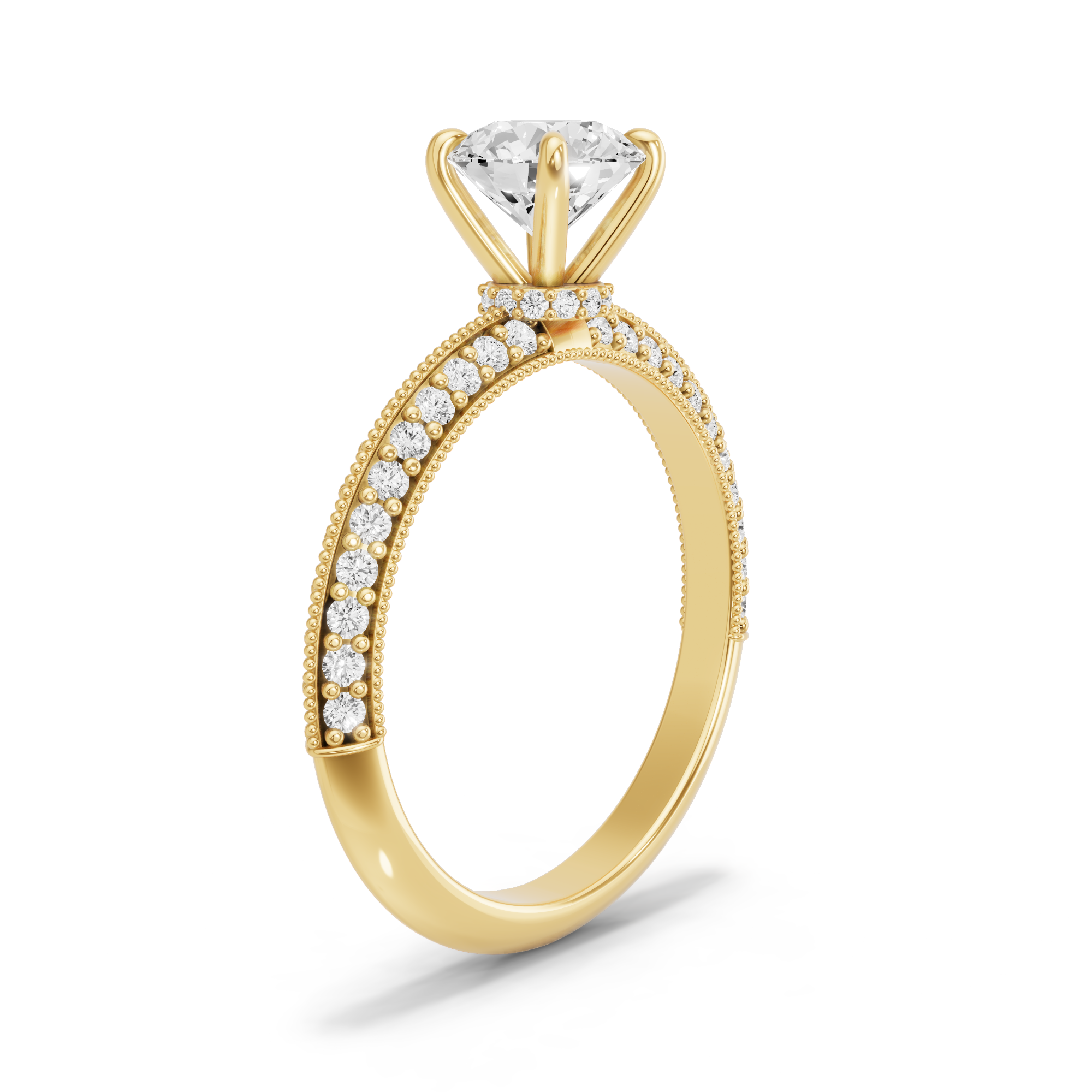 Image for Round Hidden Halo Ring with Knife Edge Pave band