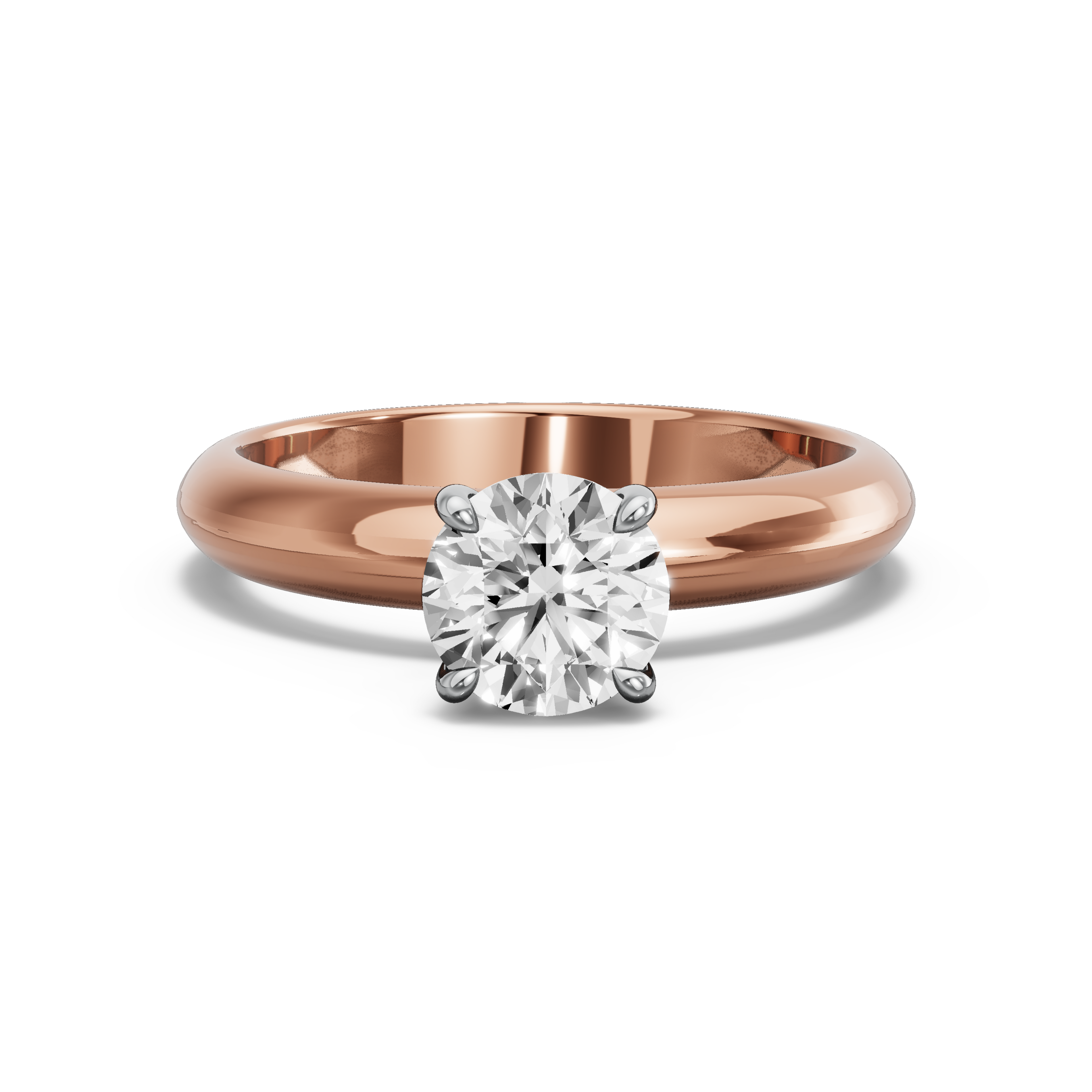 Image for Round Hidden Halo Ring with Knife Edge Solitaire band in 10K Two Tone Rose Gold