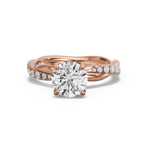 Image for Round Hidden Halo Ring with Rope Pave band