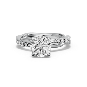 Image for Round Hidden Halo Ring with Rope Pave band