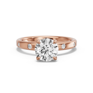 Image for Round Hidden Halo Ring with Sleek Accent band