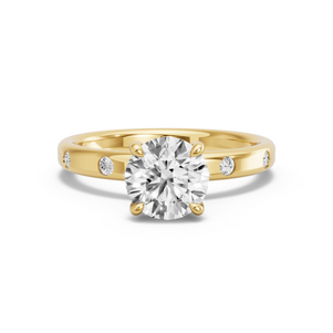 Image for Round Hidden Halo Ring with Sleek Accent band