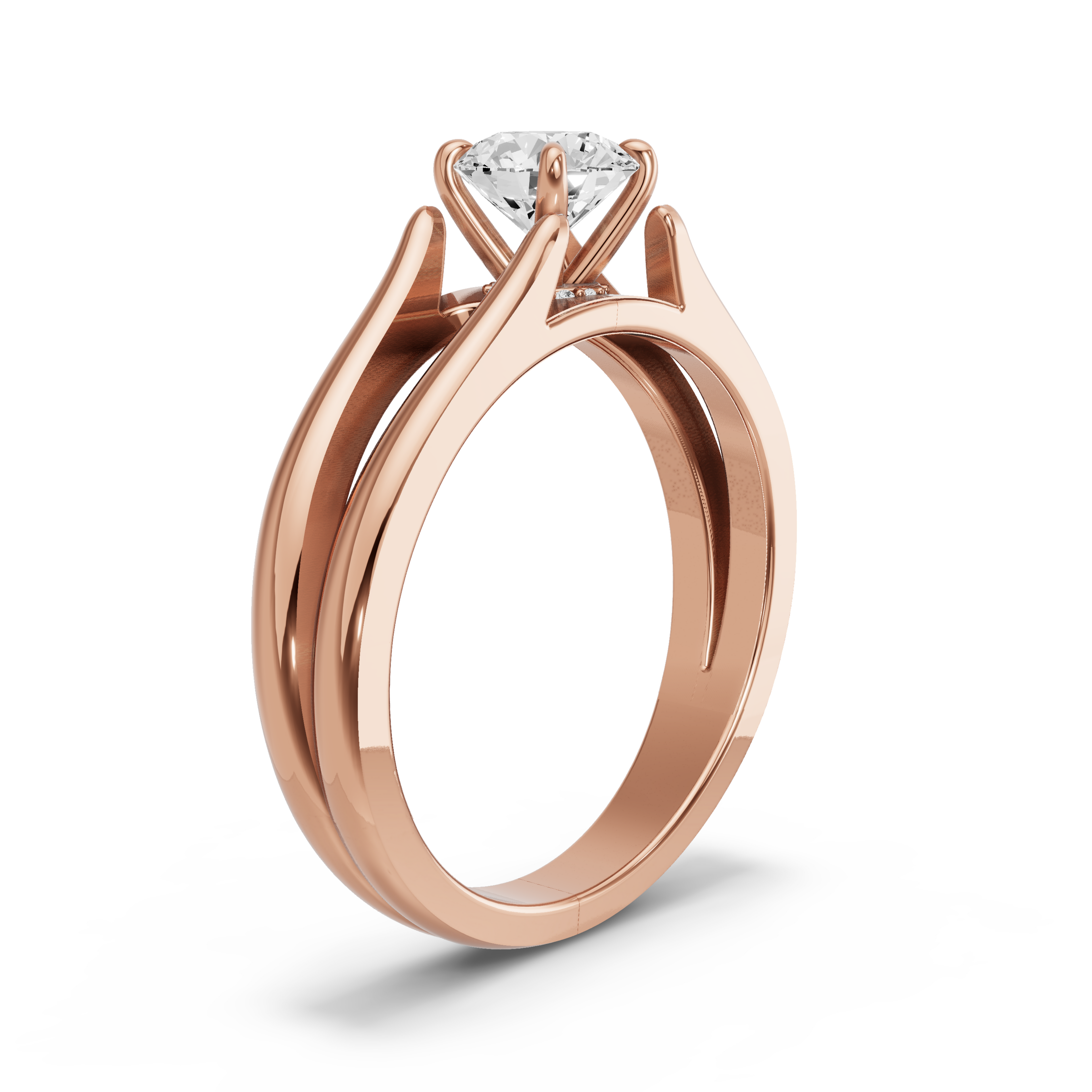 Image for Round Hidden Halo Ring with Split Ring Solitaire band