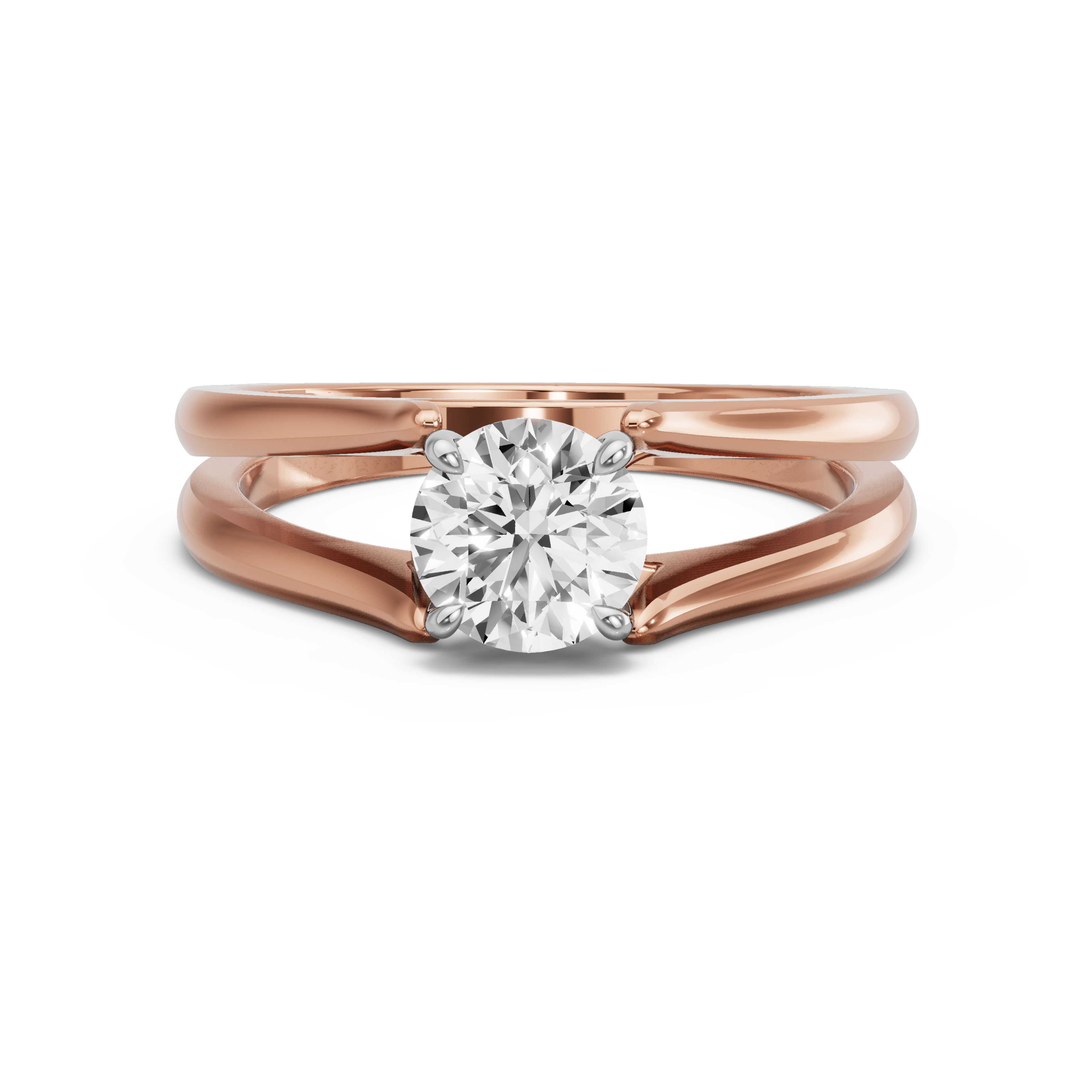 Image for Round Hidden Halo Ring with Split Ring Solitaire band