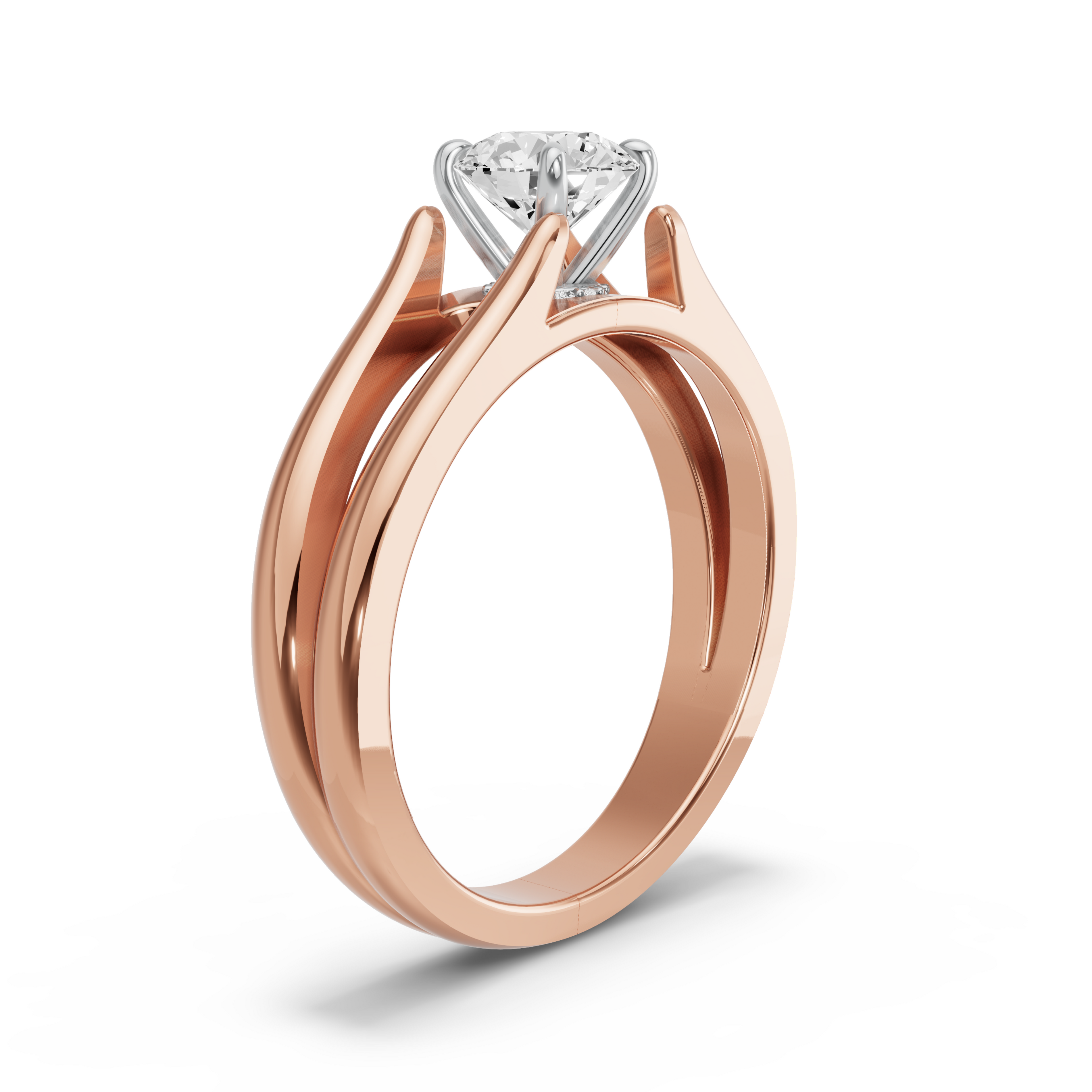 Image for Round Hidden Halo Ring with Split Ring Solitaire band