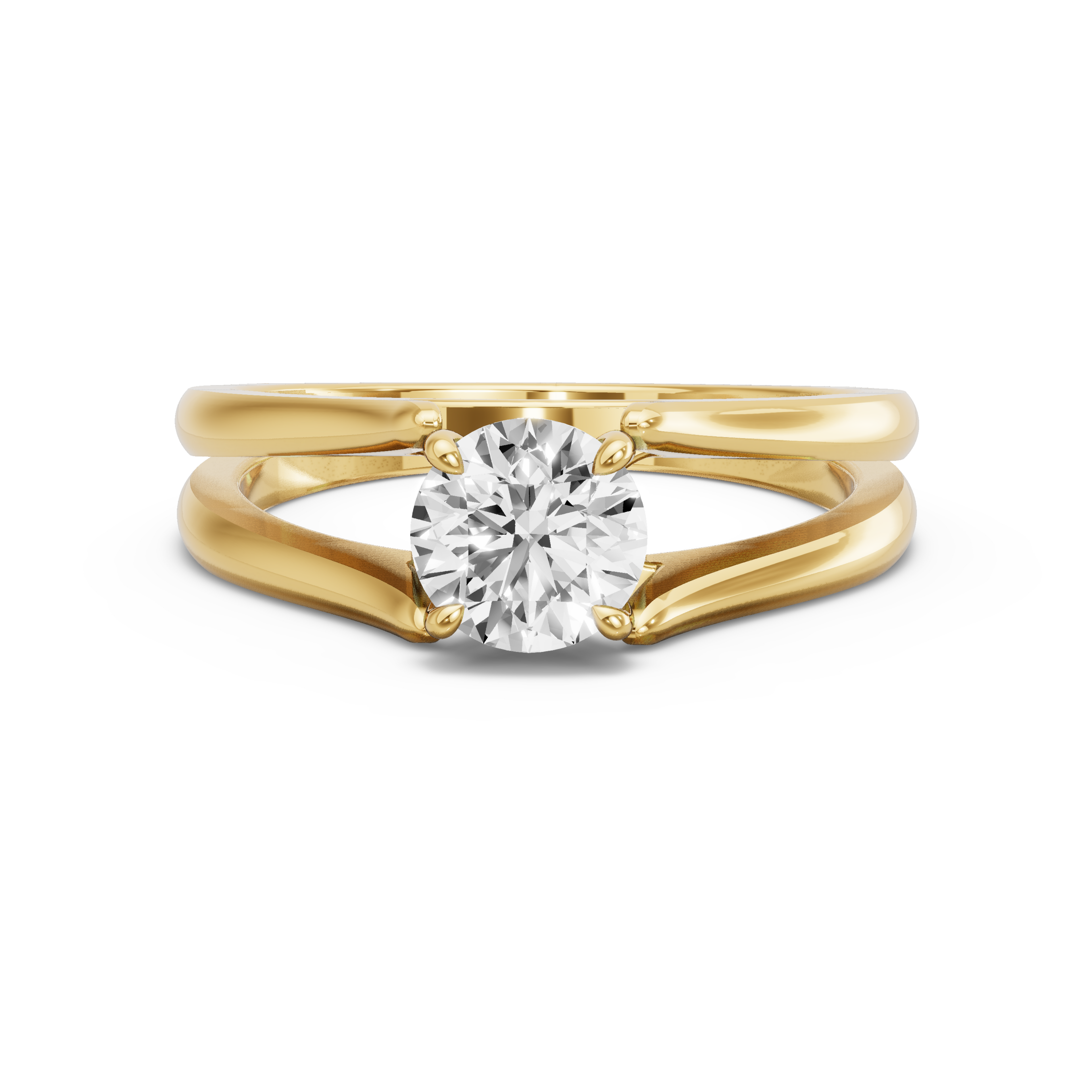 Image for Round Hidden Halo Ring with Split Ring Solitaire band
