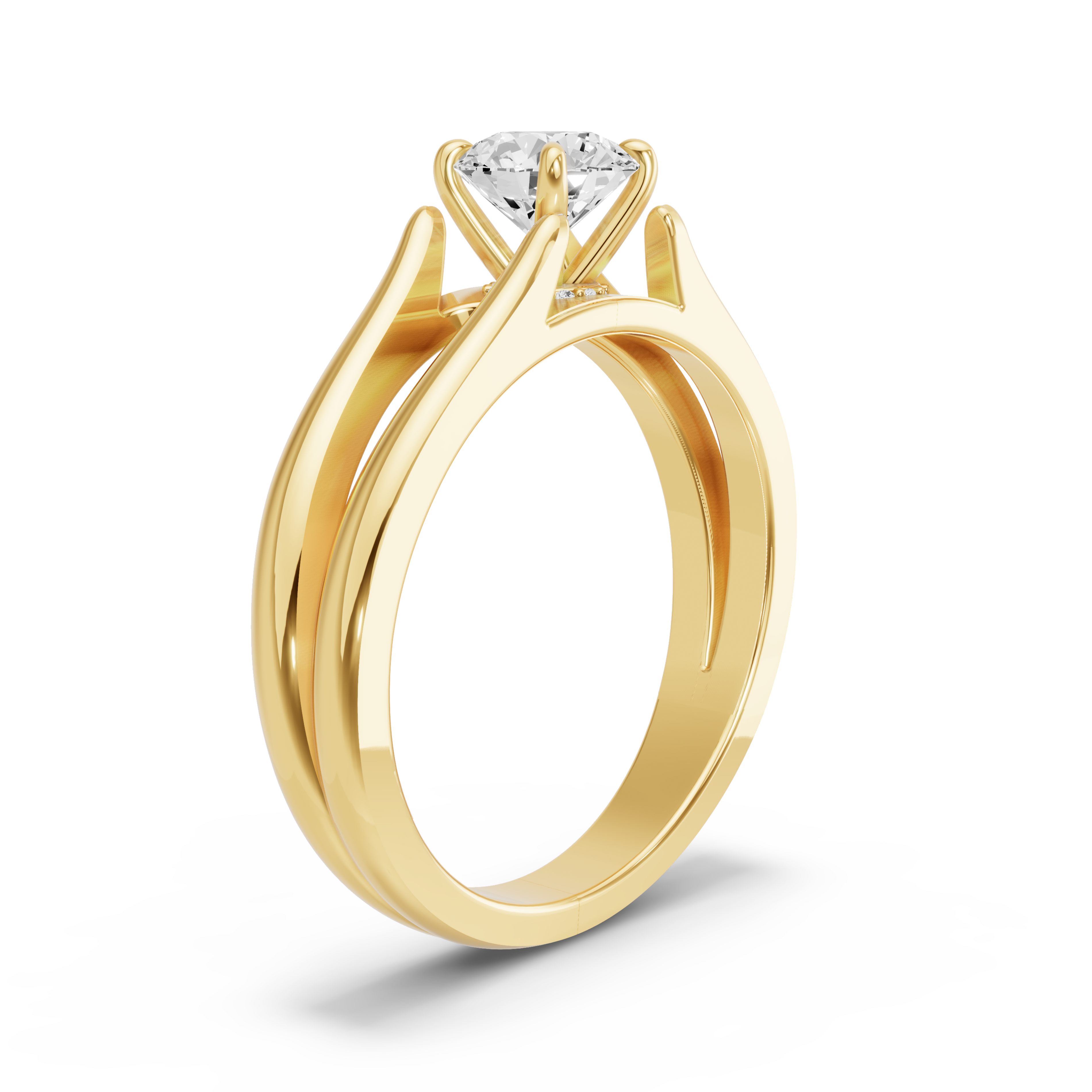Image for Round Hidden Halo Ring with Split Ring Solitaire band