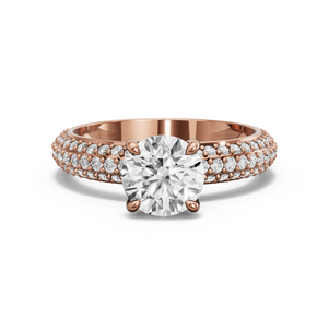 Image for Round Hidden Halo Ring with Triple Row Pave band