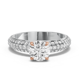 Image for Round Hidden Halo Ring with Triple Row Pave band