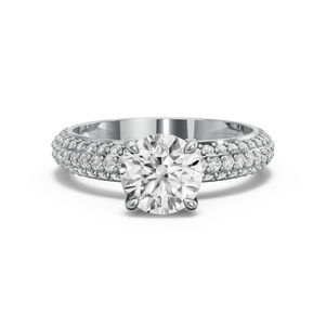Image for Round Hidden Halo Ring with Triple Row Pave band