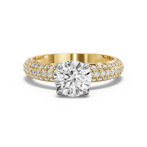 Image for Round Hidden Halo Ring with Triple Row Pave band