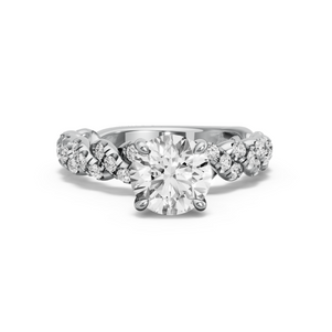Image for Round Hidden Halo Ring with Twist Pave band