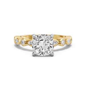 Image for Cushion Hidden Halo Ring with Alternating Marquise band