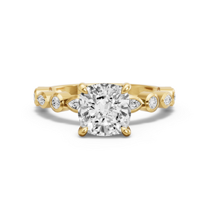 Image for Cushion Hidden Halo Ring with Alternating Marquise band