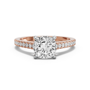 Image for Square Cushion Hidden Halo Ring with Cathedral Pave band