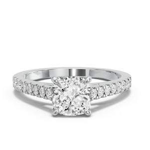 Image for Cushion Hidden Halo Ring with Cathedral Pave band