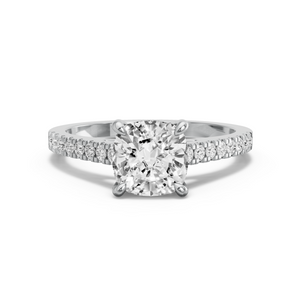 Image for Cushion Hidden Halo Ring with Cathedral Pave band