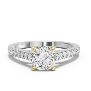 Image for Cushion Hidden Halo Ring with Cathedral Pave band