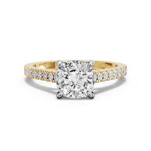 Image for Cushion Hidden Halo Ring with Cathedral Pave band