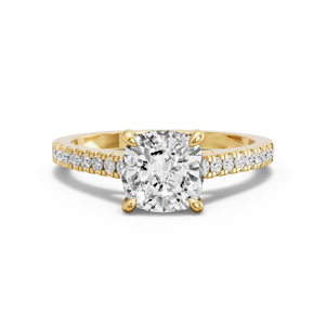 Image for Cushion Hidden Halo Ring with Cathedral Pave band