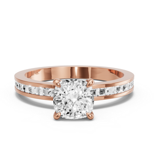 Image for Cushion Hidden Halo Ring with Channel band