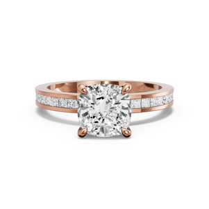 Image for Square Cushion Hidden Halo Ring with Channel band