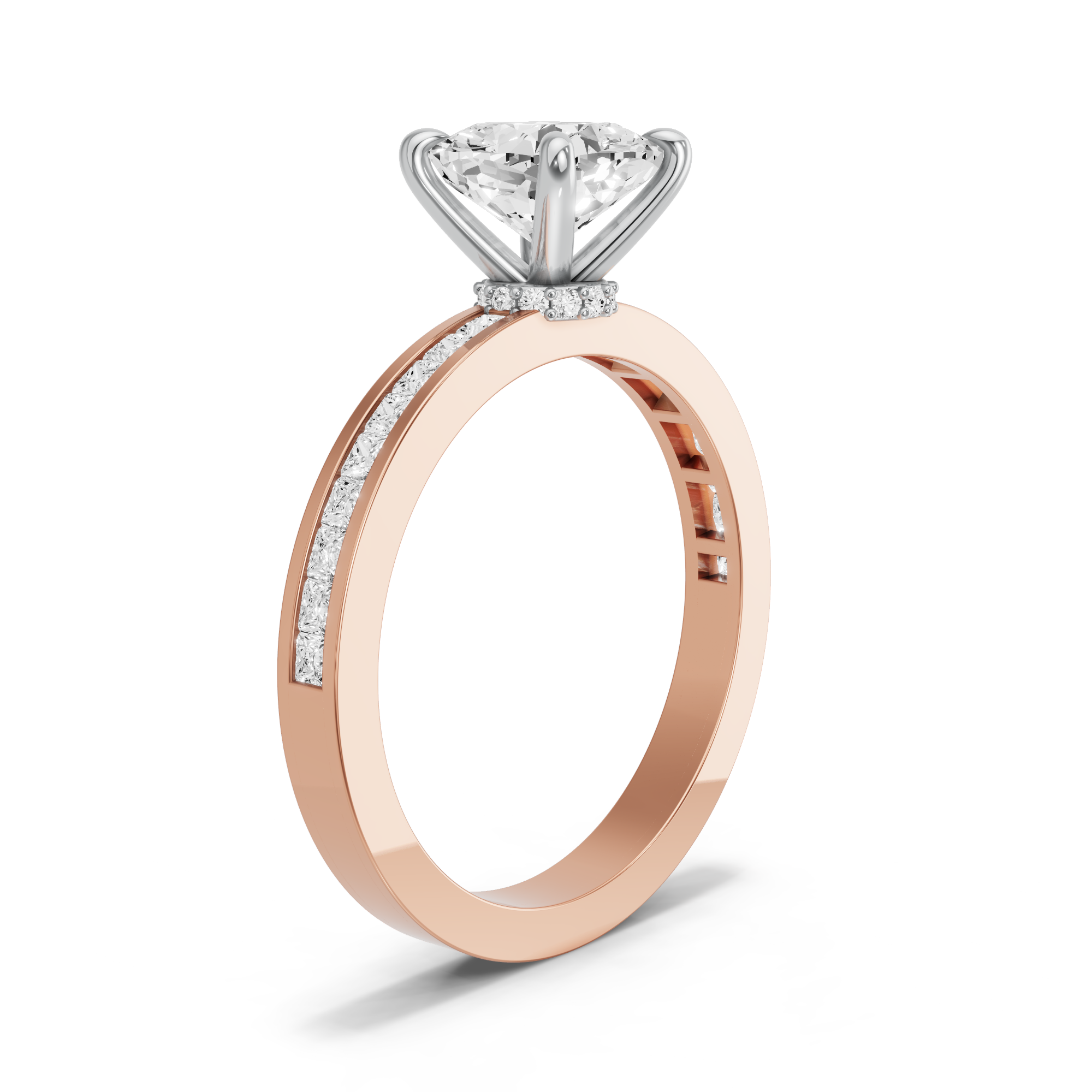Image for Square Cushion Hidden Halo Ring with Channel band