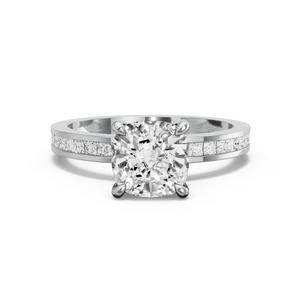 Image for Square Cushion Hidden Halo Ring with Channel band