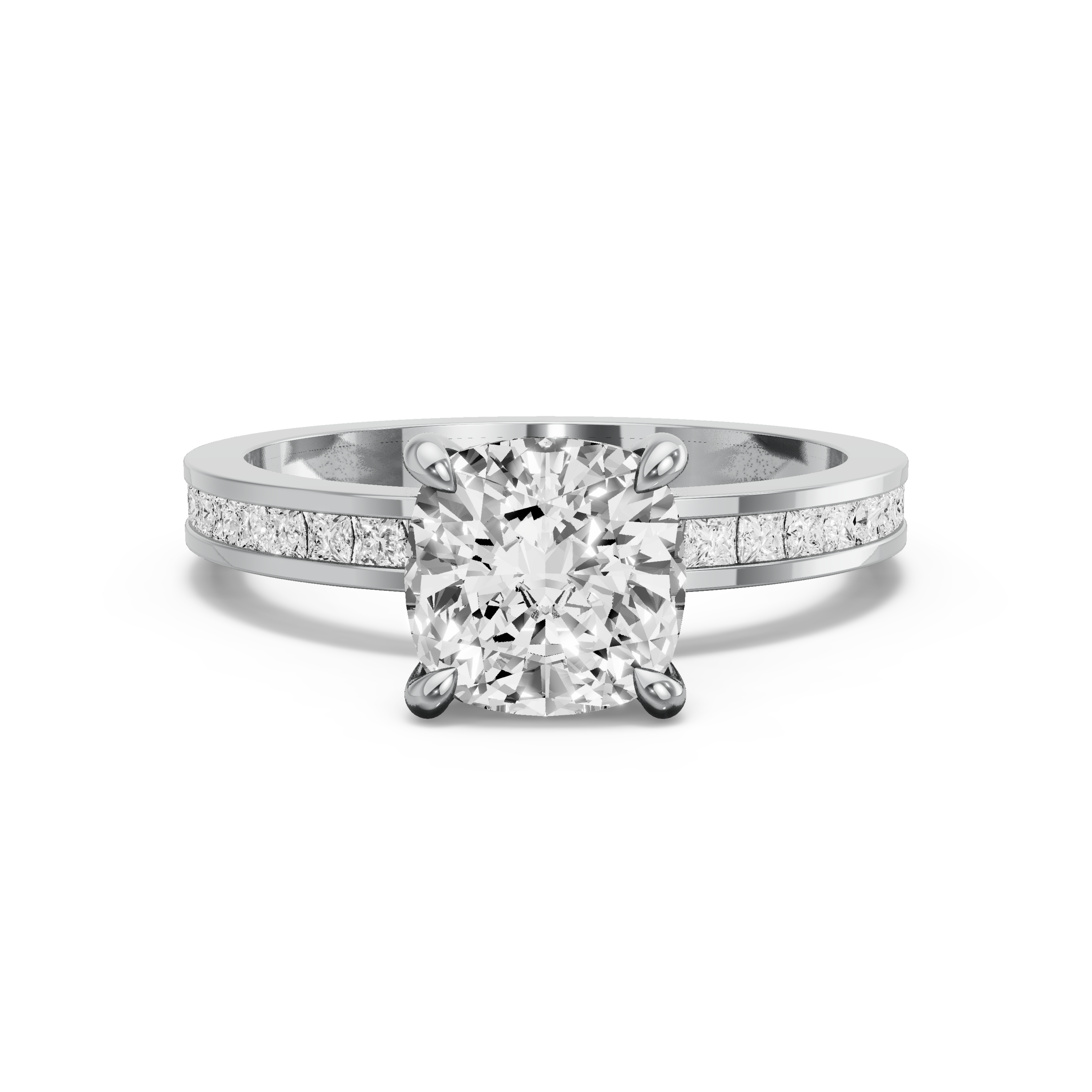 Image for Square Cushion Hidden Halo Ring with Channel band