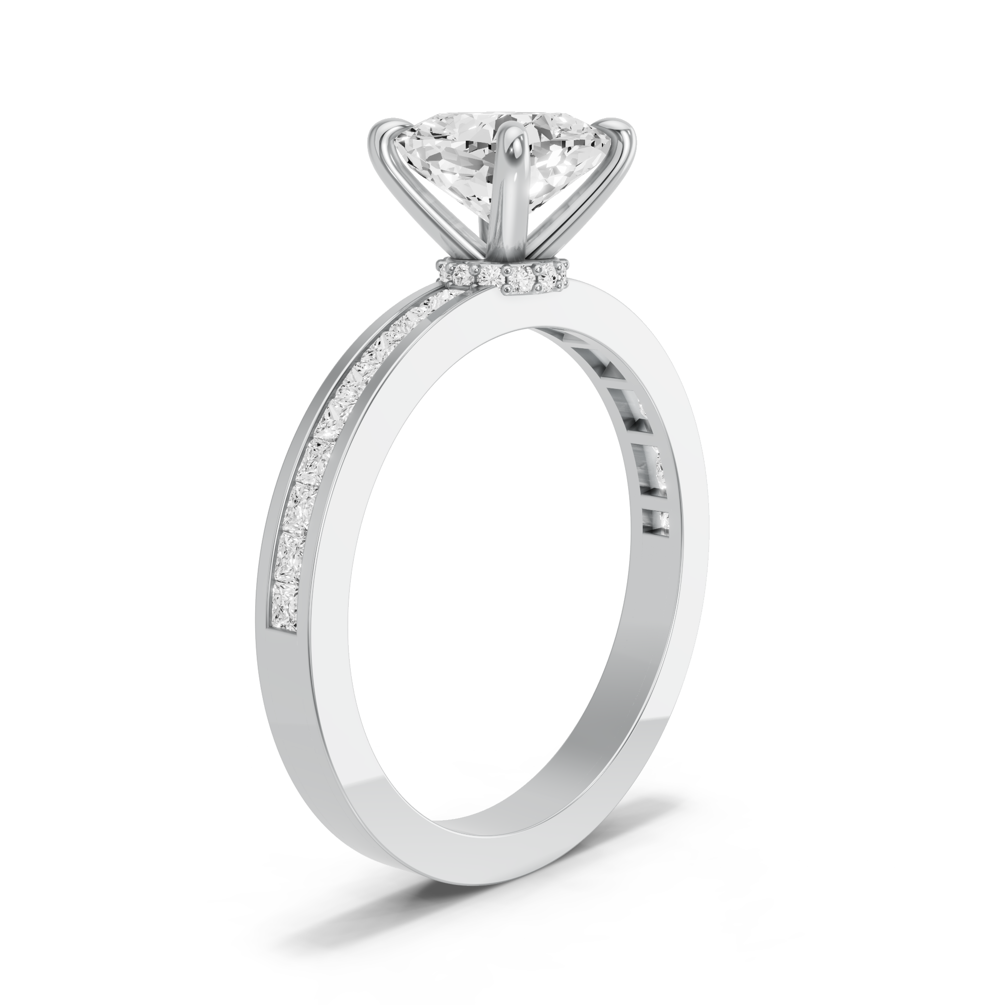 Image for Square Cushion Hidden Halo Ring with Channel band