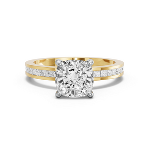 Image for Square Cushion Hidden Halo Ring with Channel band
