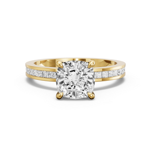 Image for Square Cushion Hidden Halo Ring with Channel band